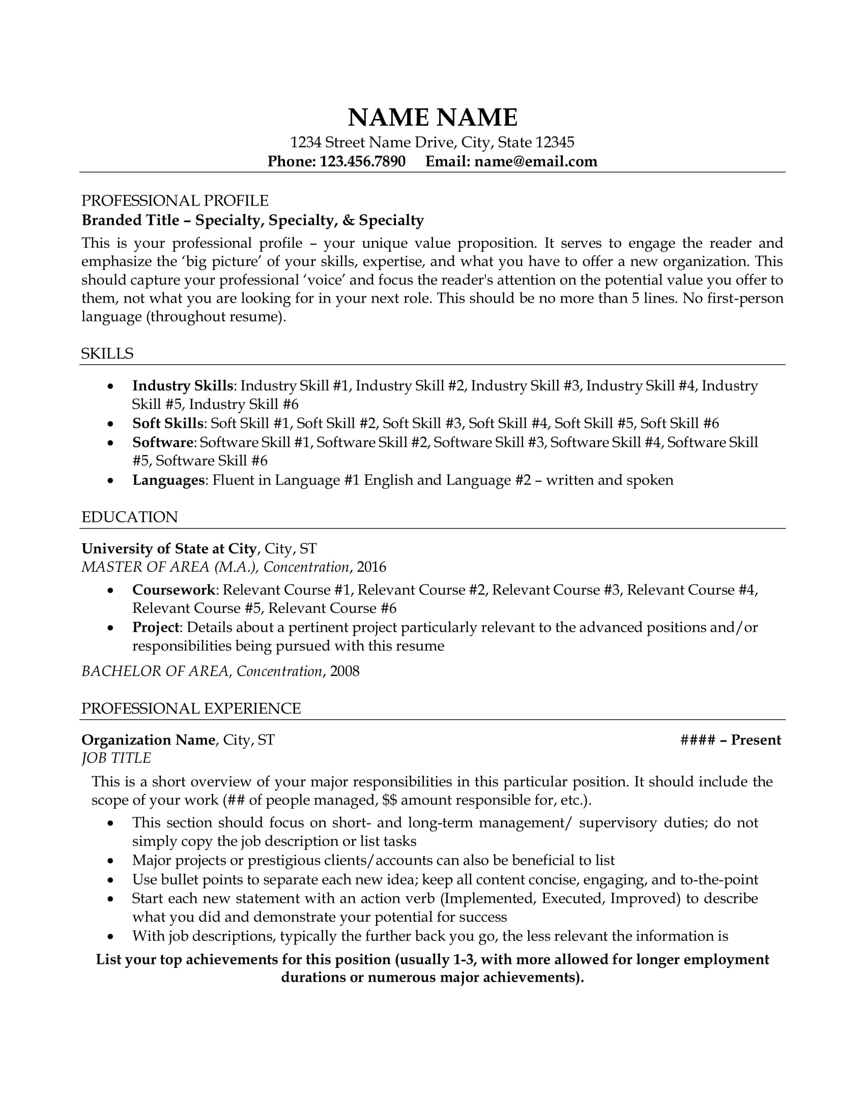 resume examples mid career